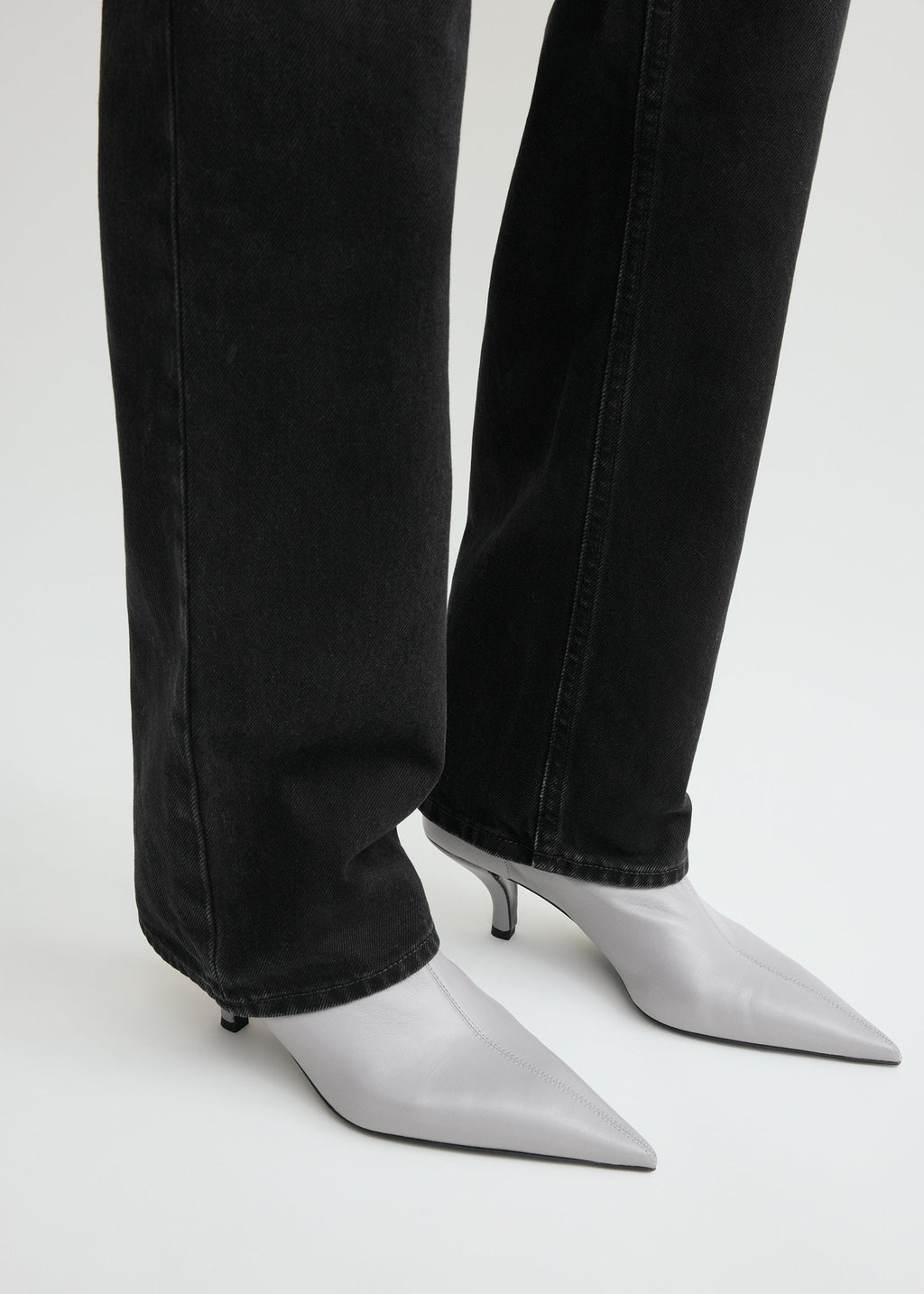 Nappa heeled sock boots light grey
