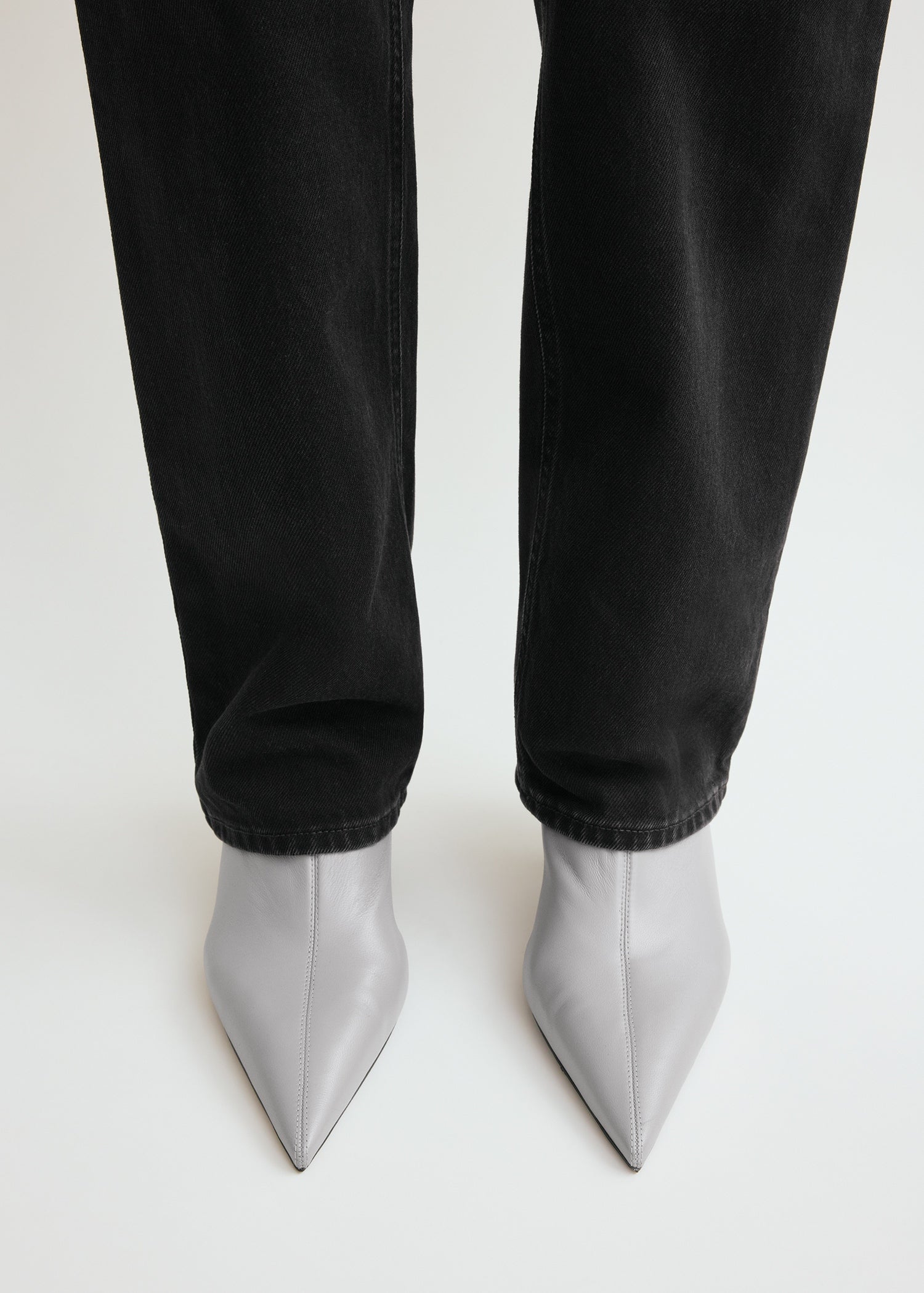 Nappa heeled sock boots light grey