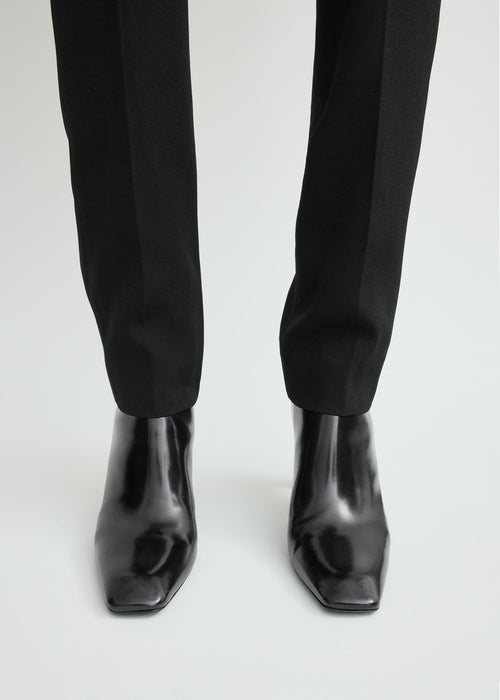Bar glossy leather boots black