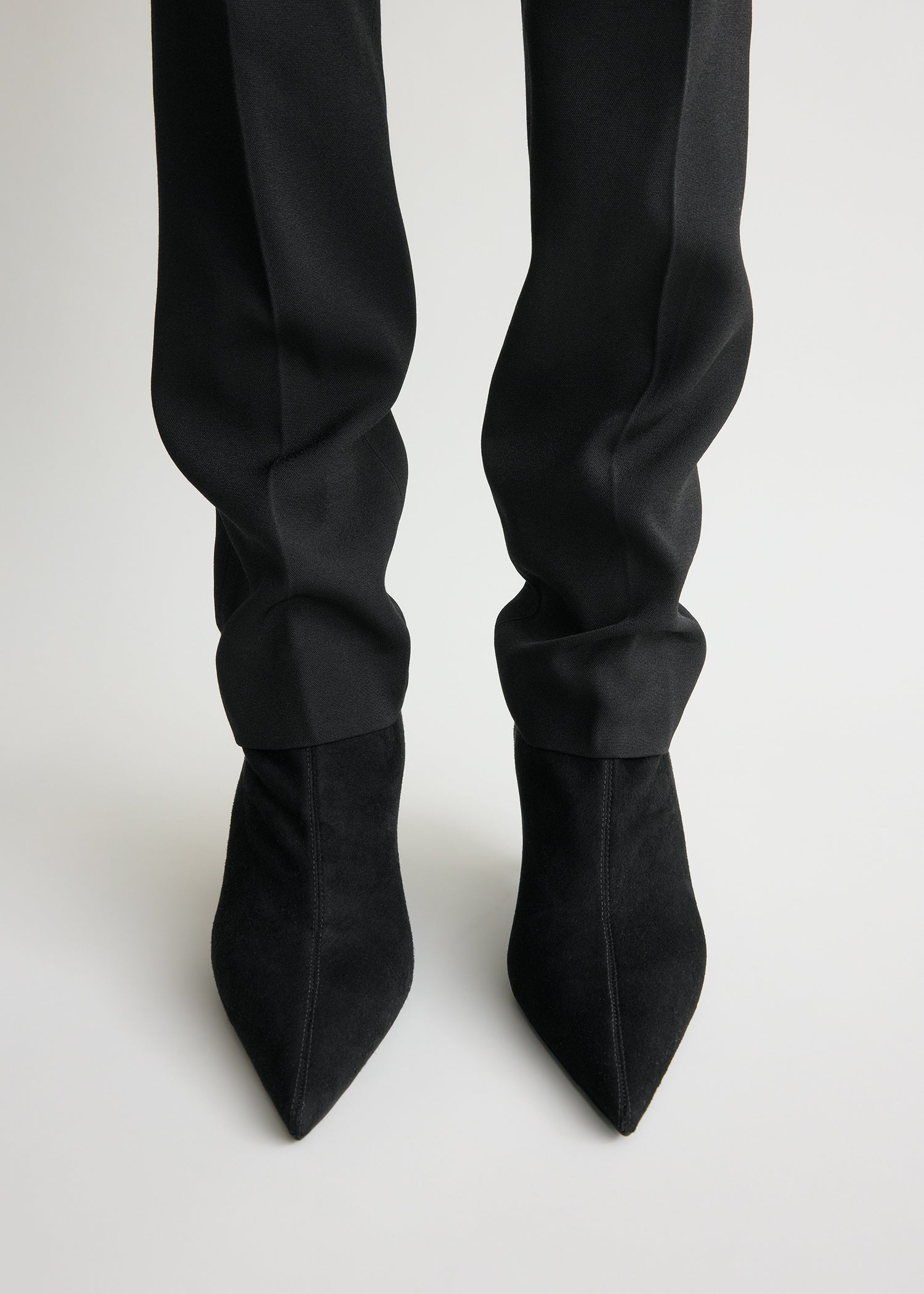 Suede heeled sock boots black