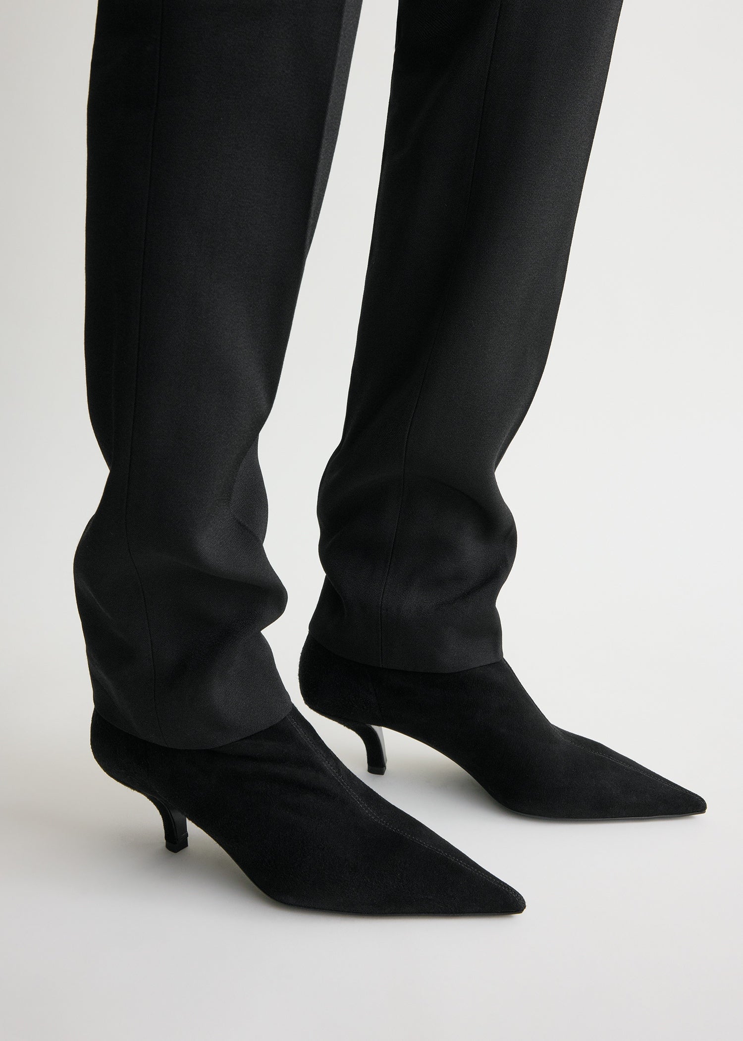 Suede heeled sock boots black