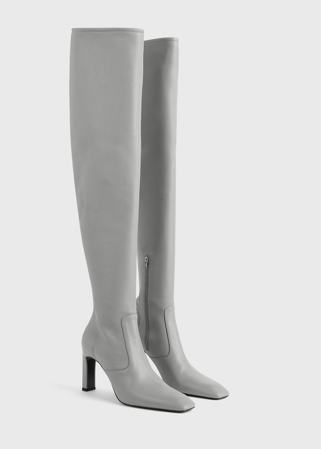 Nappa over-the-knee boots light grey