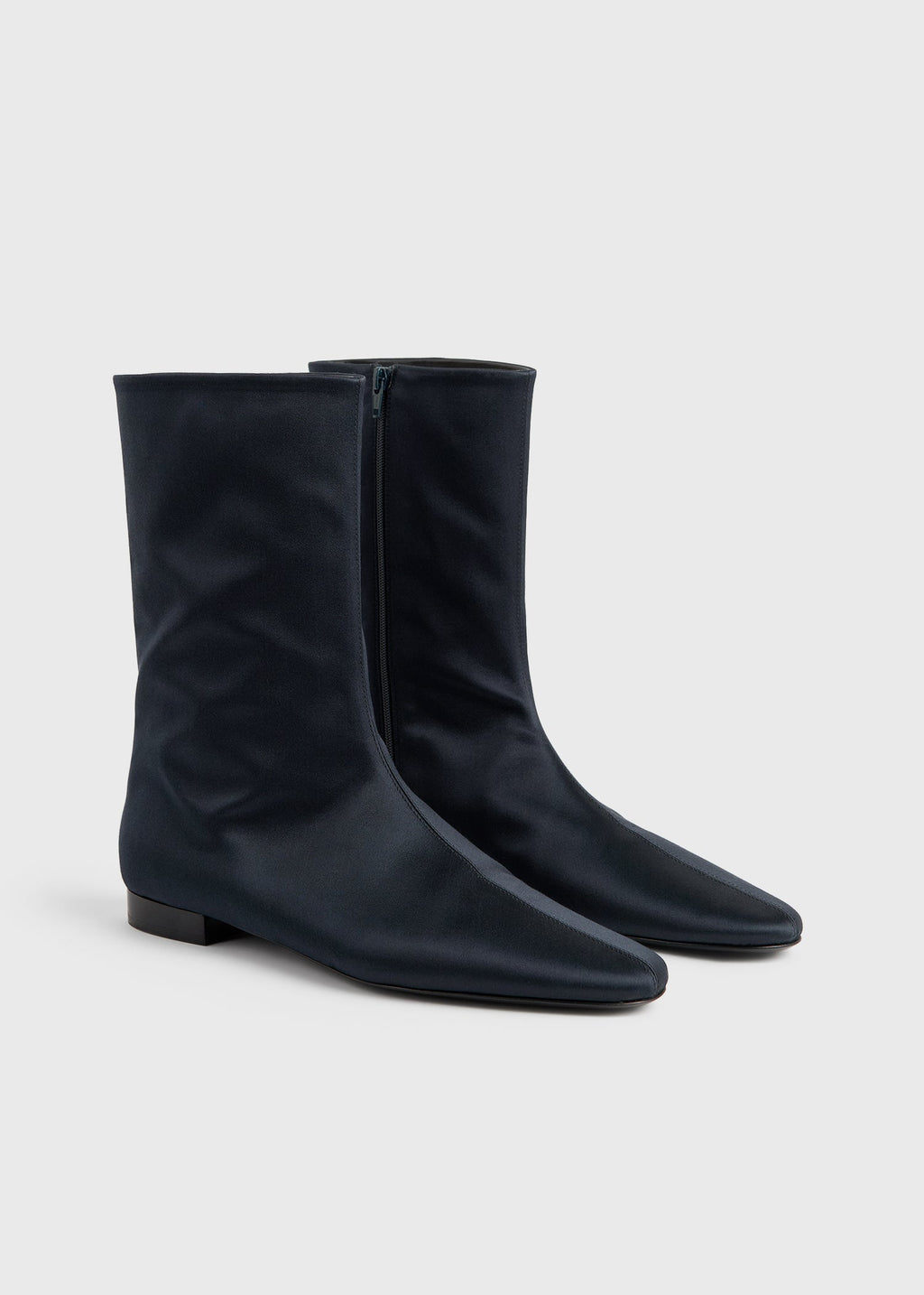 Satin ankle boots navy