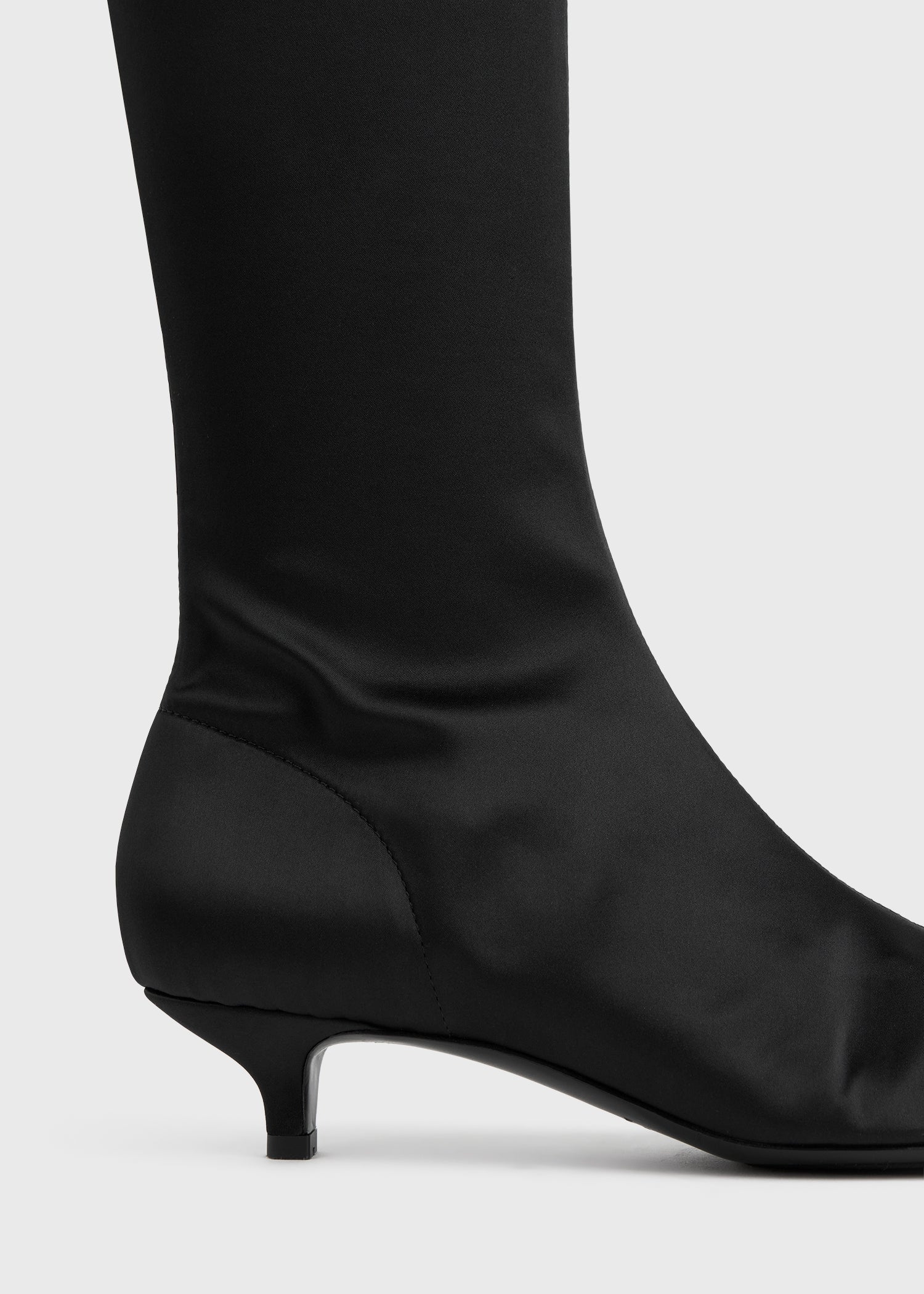 Satin knee-high boots black