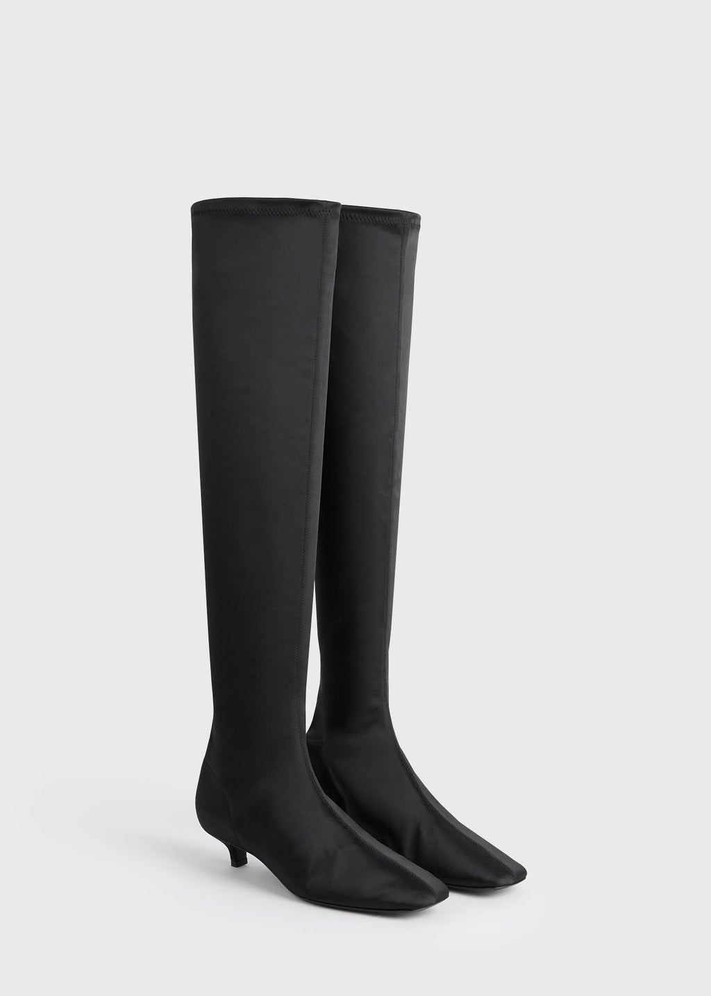 Satin knee-high boots black
